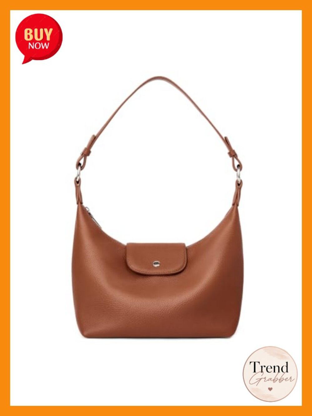 Genuine Pebbled Leather Small Hobo Shoulder Crossbody Bag